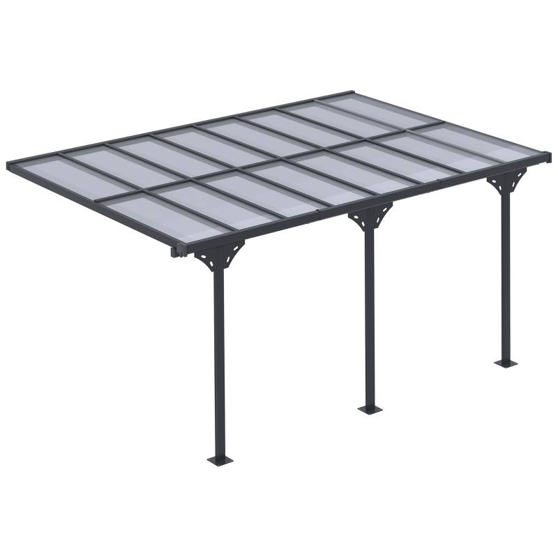 Pergola adossée aluminium toit terrasse protection UV hauteur réglable 435x302cm gris - ComfortXL Outdoor Living - Image 2