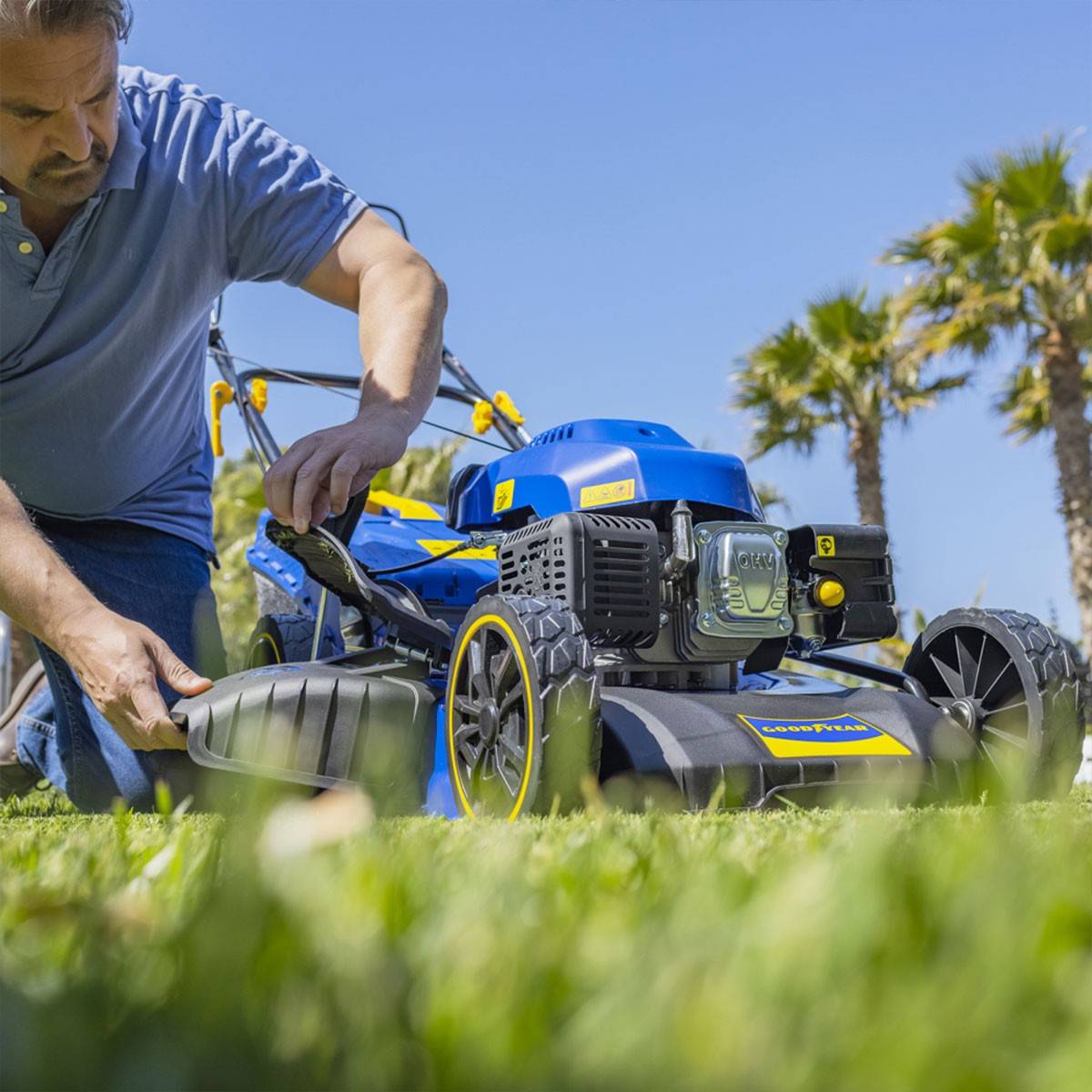 Tondeuse thermique Autotractée 7.5CV Moteur 4T OHV 224 Cm3 Grandes Surfaces de travail GOODYEAR - Imagen 9