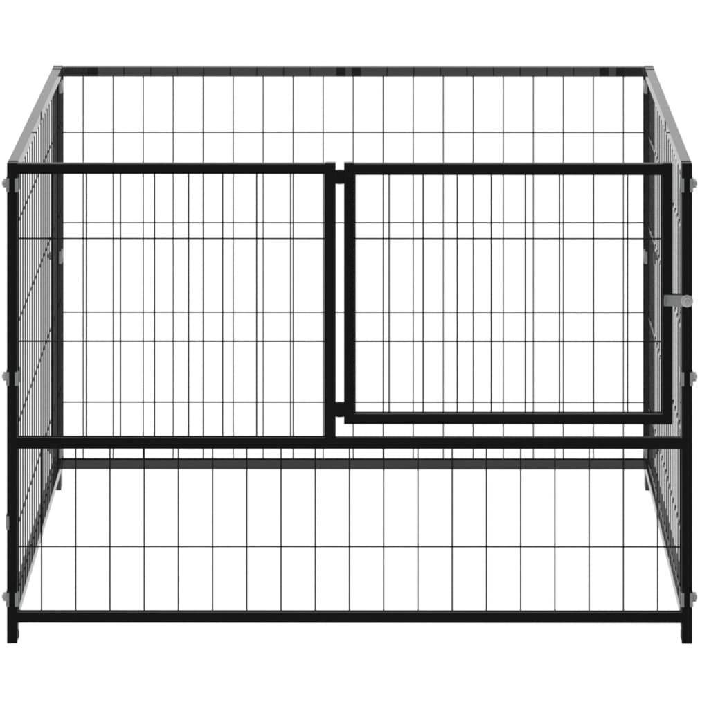 Helloshop26 - Chenil extérieur cage enclos parc animaux chien noir 100 x 100 x 70 cm acier - Imagen 3