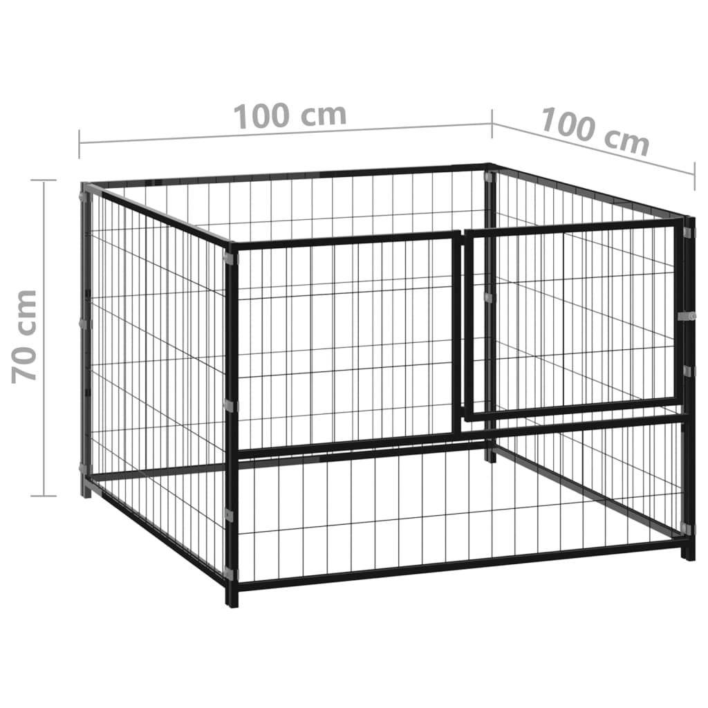 Helloshop26 - Chenil extérieur cage enclos parc animaux chien noir 100 x 100 x 70 cm acier - Imagen 2