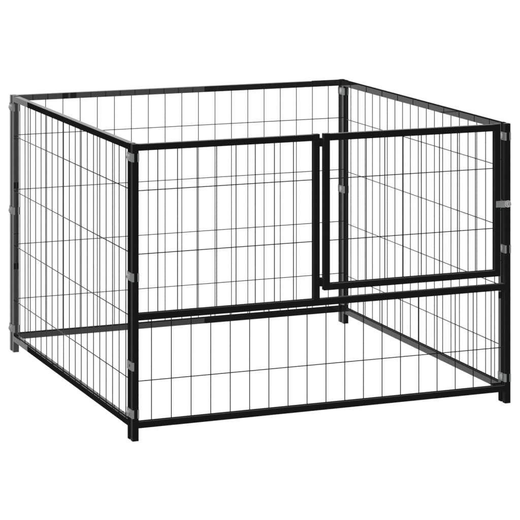 Helloshop26 - Chenil extérieur cage enclos parc animaux chien noir 100 x 100 x 70 cm acier - Imagen 1