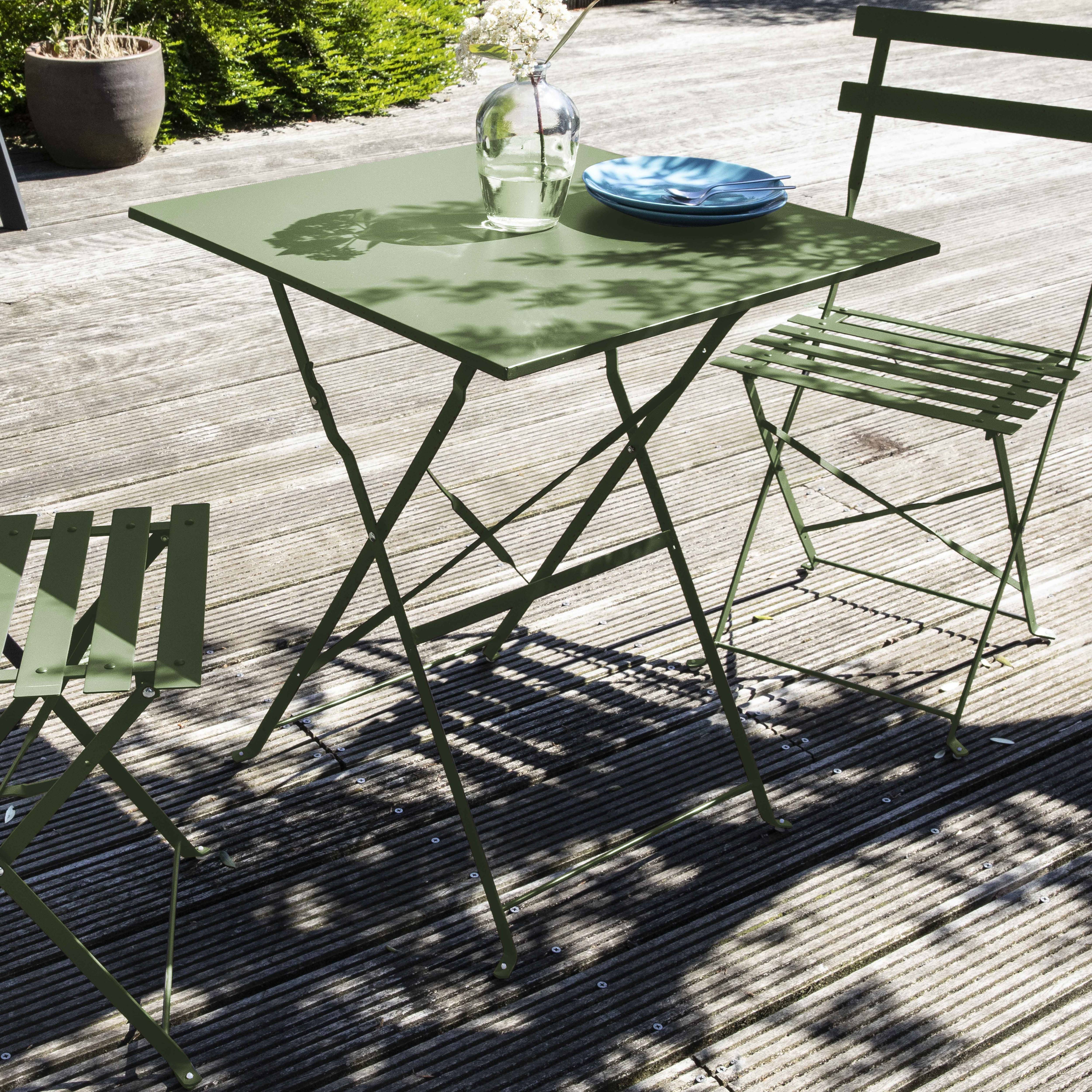 Oviala - Table de jardin pliante bistrot en acier 60 cm vert cactus Rome - Oviala - Image 5