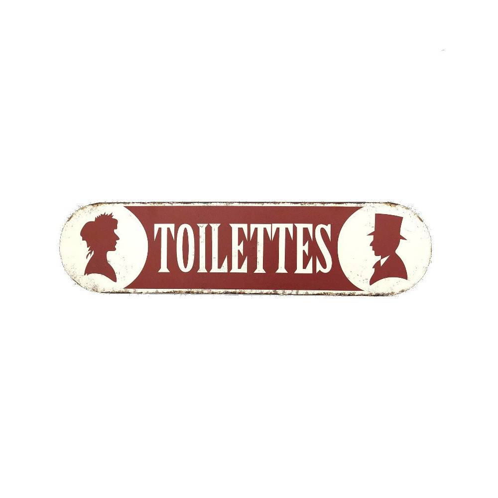 Plaque de porte décorative vintage de toilettes fer rouge 51x13cm Chemin de campagne - Imagen 1