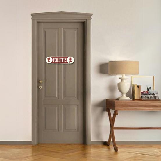 Plaque de porte décorative vintage de toilettes fer rouge 51x13cm Chemin de campagne - Imagen 2