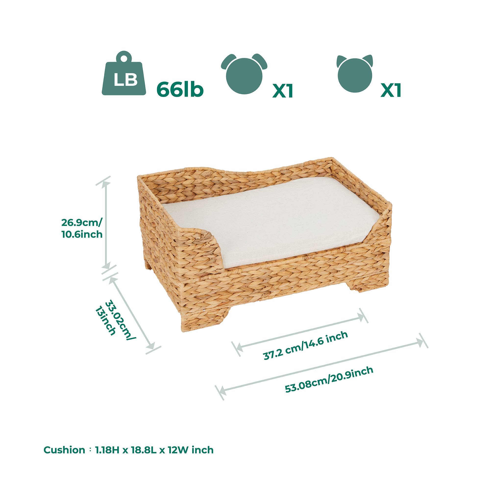 Lit surélevé en osier avec coussin lavable pour chat ou petit chien - Image 4