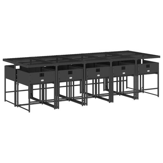 Table et Chaises de Jardin 10 Personnes 275cm Résine Tressée Noire et Coussins Noirs – ComfortXL Outdoor Living - Image 3