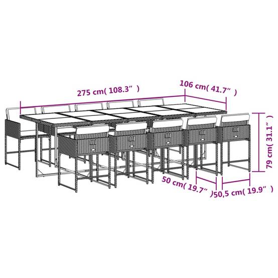 Table et Chaises de Jardin 10 Personnes 275cm Résine Tressée Noire et Coussins Noirs – ComfortXL Outdoor Living - Image 6
