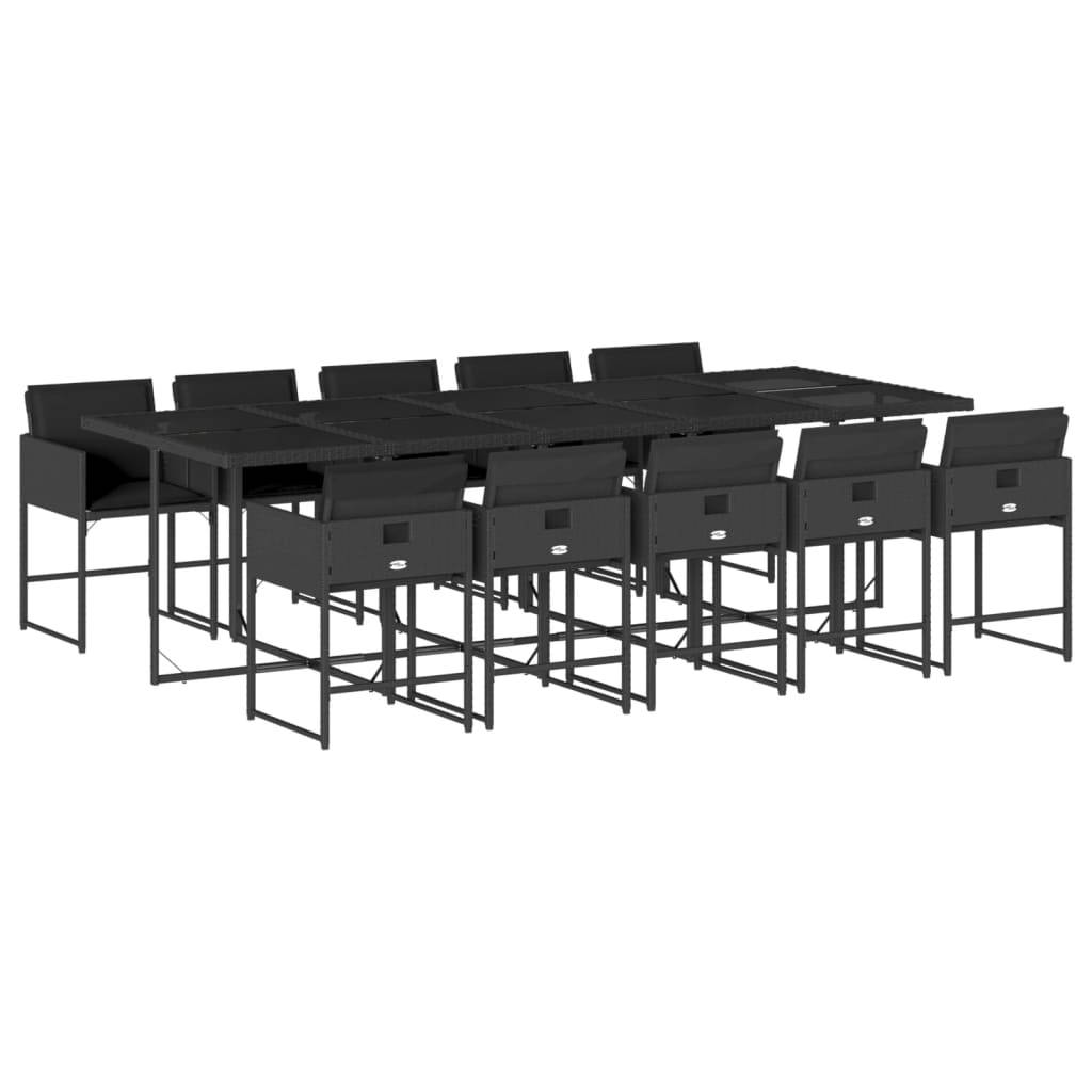 Table et Chaises de Jardin 10 Personnes 275cm Résine Tressée Noire et Coussins Noirs – ComfortXL Outdoor Living - Image 2