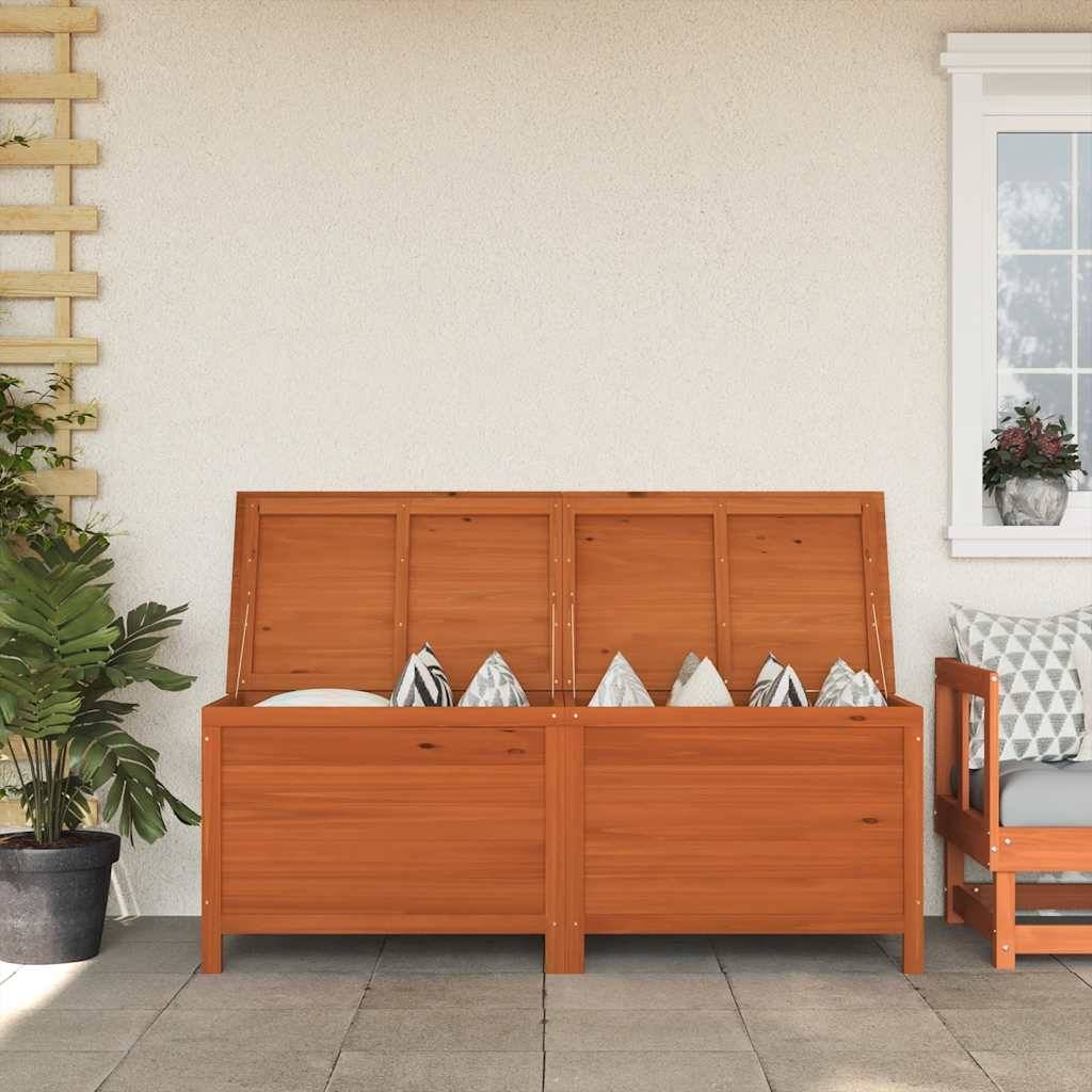 Malle de Rangement pour Terrasse Bois de Sapin Massif Robuste et Durable Marron 150 cm – ComfortXL Outdoor Living - Image 1