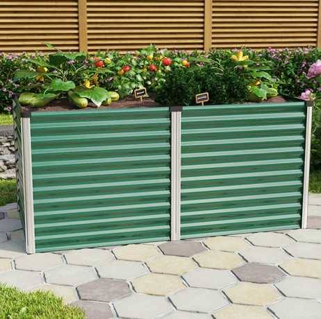 Vitavia - Carré potager Linus 858 – bac de culture Zincalume H 86 cm, Couleur Vert/Aluminium - Image 5