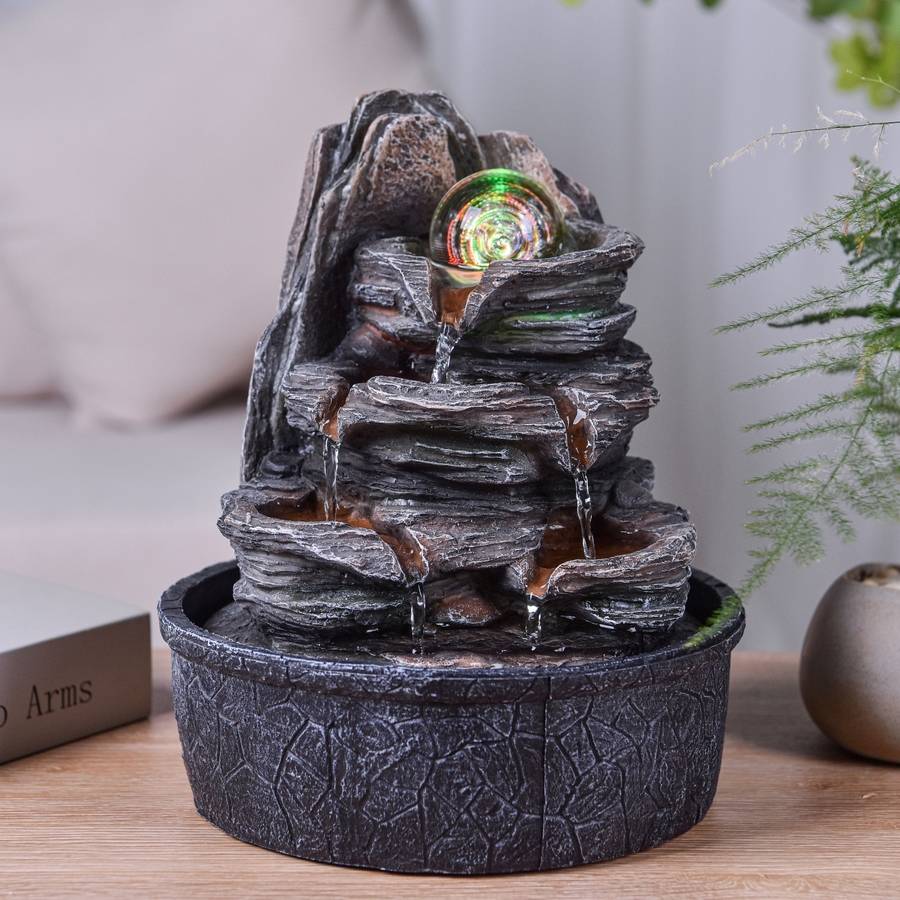 Zen Light - Fontaine d'Intérieur Luberon - Fontaine Cascade - Fontaine Zen - Décoration Ambiance Relaxante Méditation - H 25cm – Zen'Light - Image 8