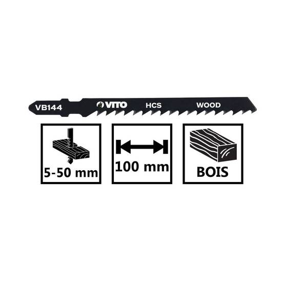 Lot de 5 Lames pour scie sauteuse Special BOIS 100mm Coupe 5 à 50mm Emboîtement Bosch VB144.VITO - Image 3