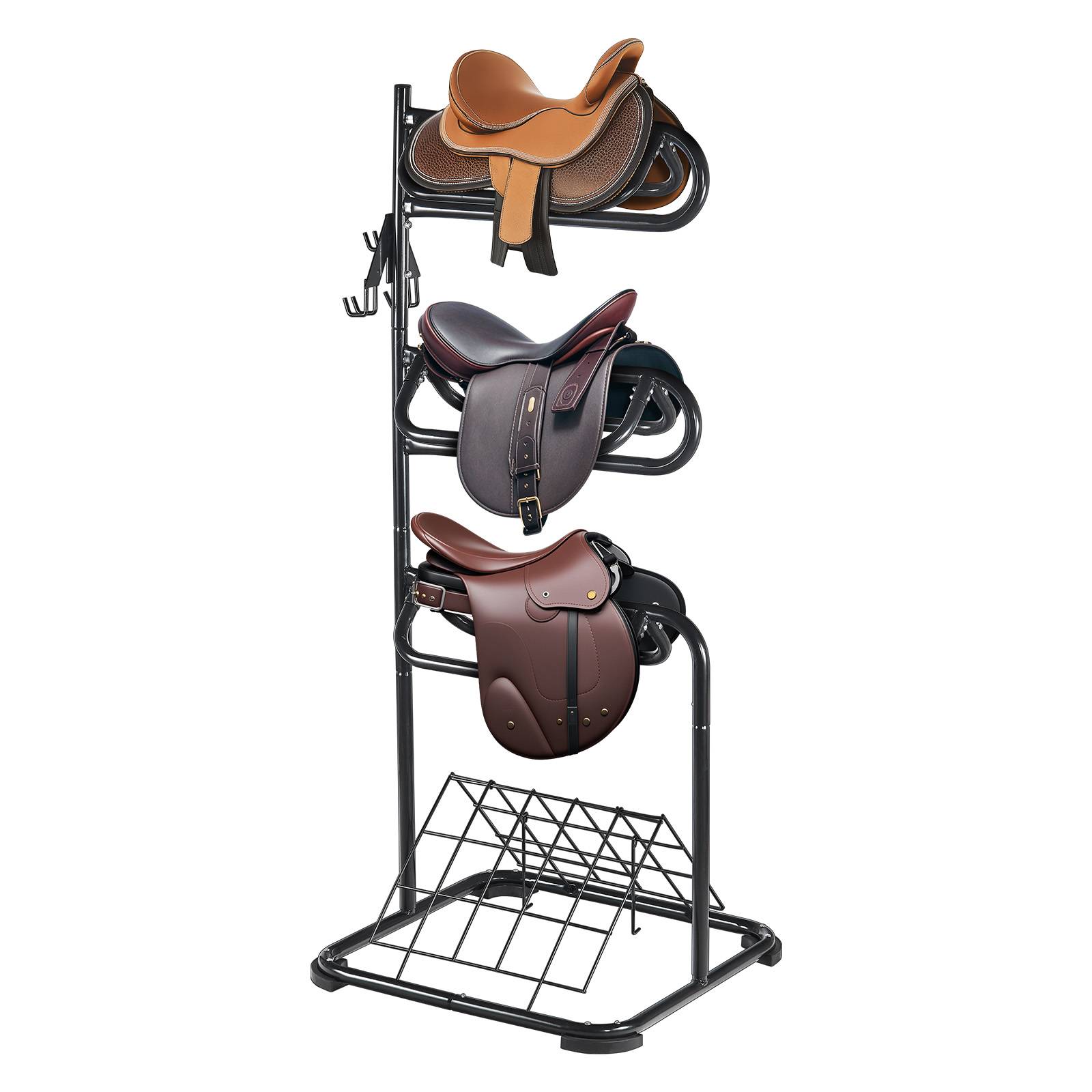 Vevor - VEVOR Support selle cheval, porte-selle anglais/western autoportant. Niveaux rotatifs, rangement sellerie.