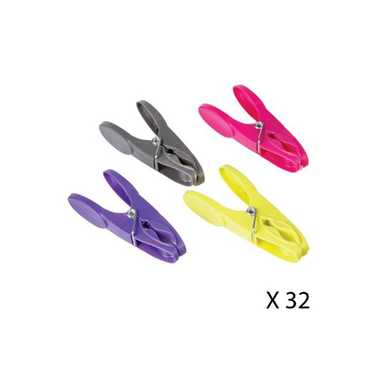 Lot de 32 Pinces à Linge "Arrondies" 8cm Multicolore - Image 2