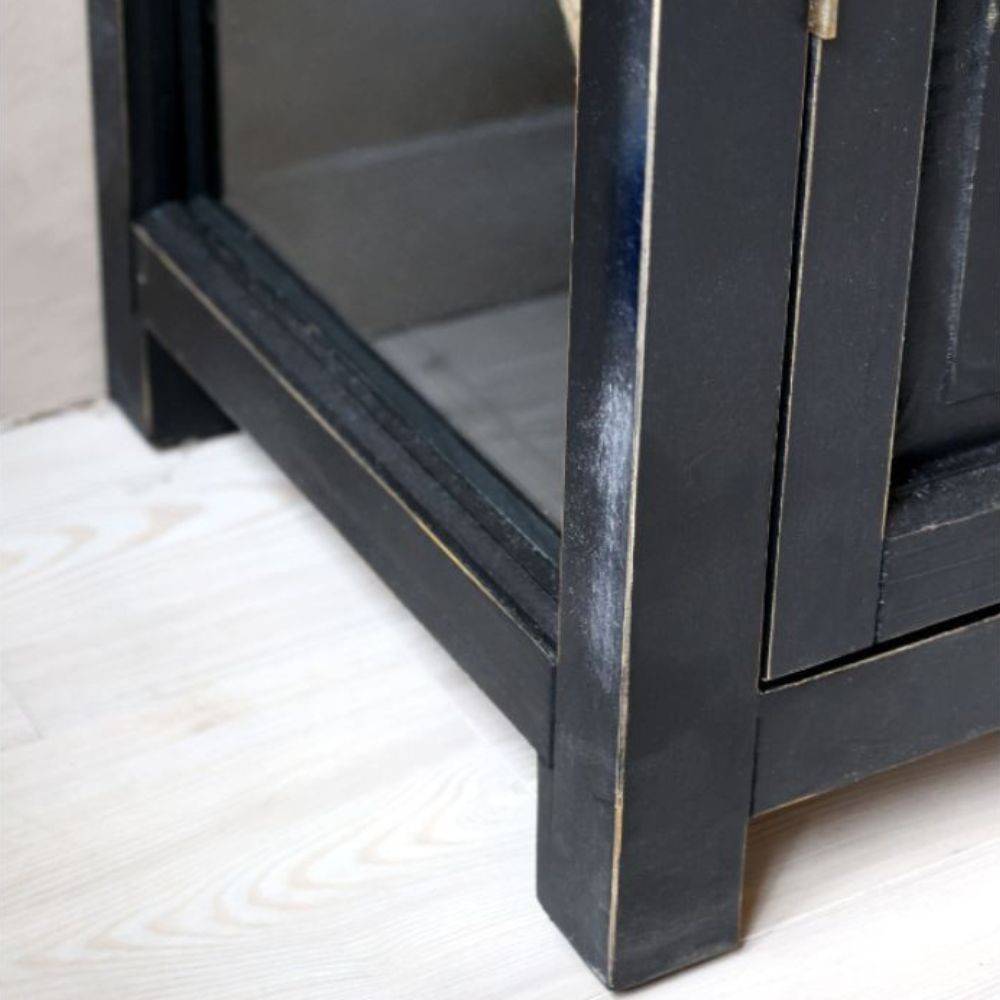 Chemin De Campagne - Armoire vitrine 2 portes chambre salle de bain bois verre noir 170cm Chemin de campagne - Imagen 8