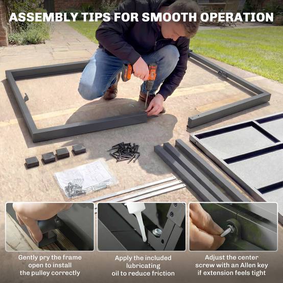 Table jardin extensible aluminium acier pour 8-10 personnes effet bois 214x85x75cm gris - ComfortXL Outdoor Living - Image 9
