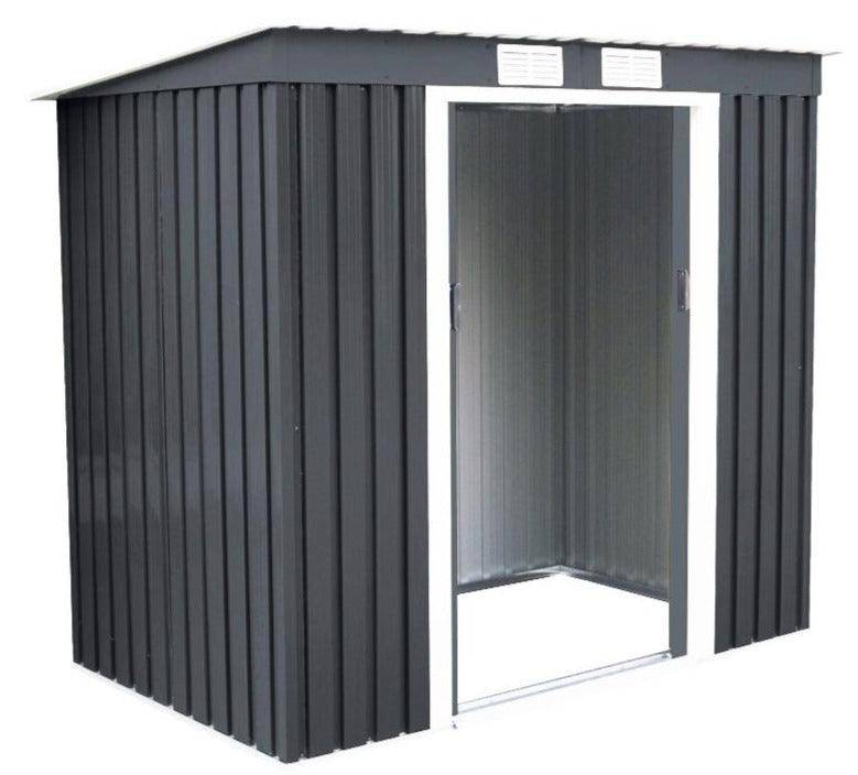 Helloshop26 - Abri de jardin en métal cabane à outils en tôle galvanisée 213 x 130 x 173 cm gris - Imagen 1