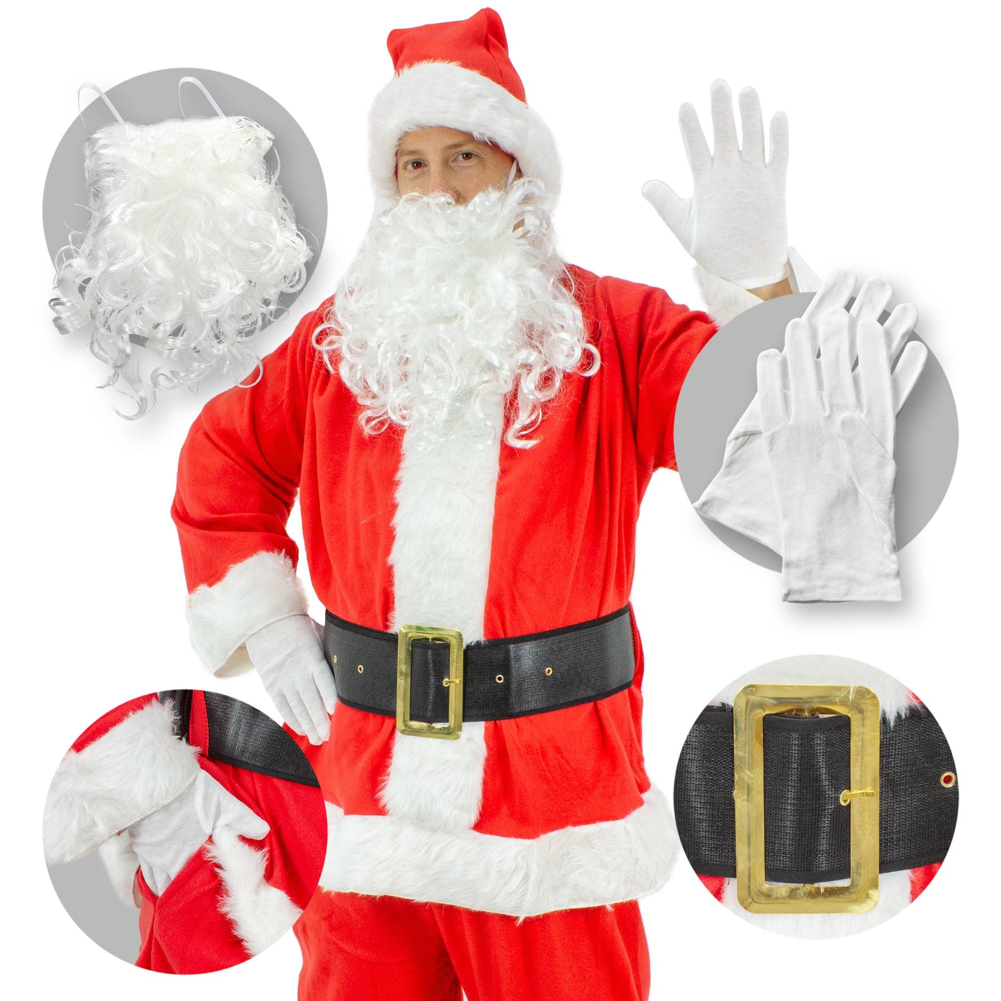 Ecd-Germany - Costume de Père Noël rouge 7 pcs costume de déguisement adultes/hommes de Noël - Imagen 4