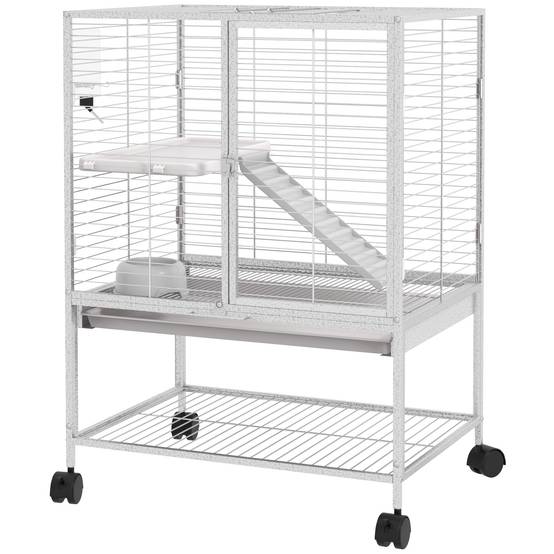 Cage pour petits animaux métal gris 61.5 x 44.5 x 86 cm - PANGIVO - Image 2