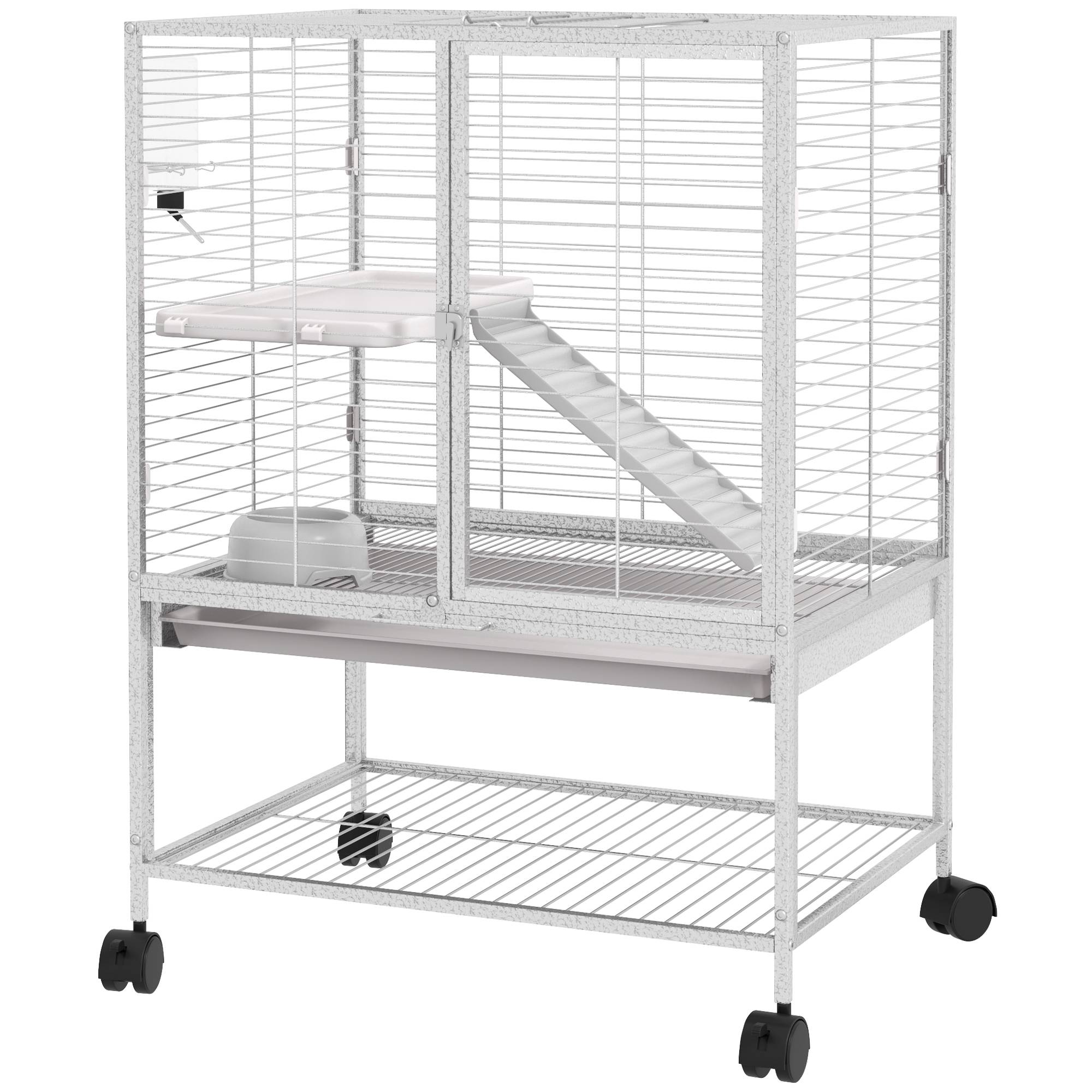 Cage pour petits animaux métal gris 61.5 x 44.5 x 86 cm - PANGIVO - Image 2