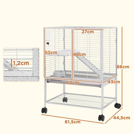 Cage pour petits animaux métal gris 61.5 x 44.5 x 86 cm - PANGIVO - Image 5