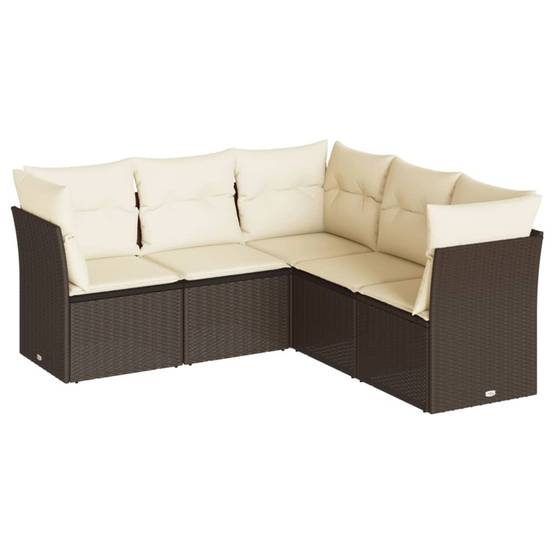 Canapé de jardin d'angle 5 places modulable résine tressée avec espace de rangement Marron – ComfortXL Outdoor Living - Image 2