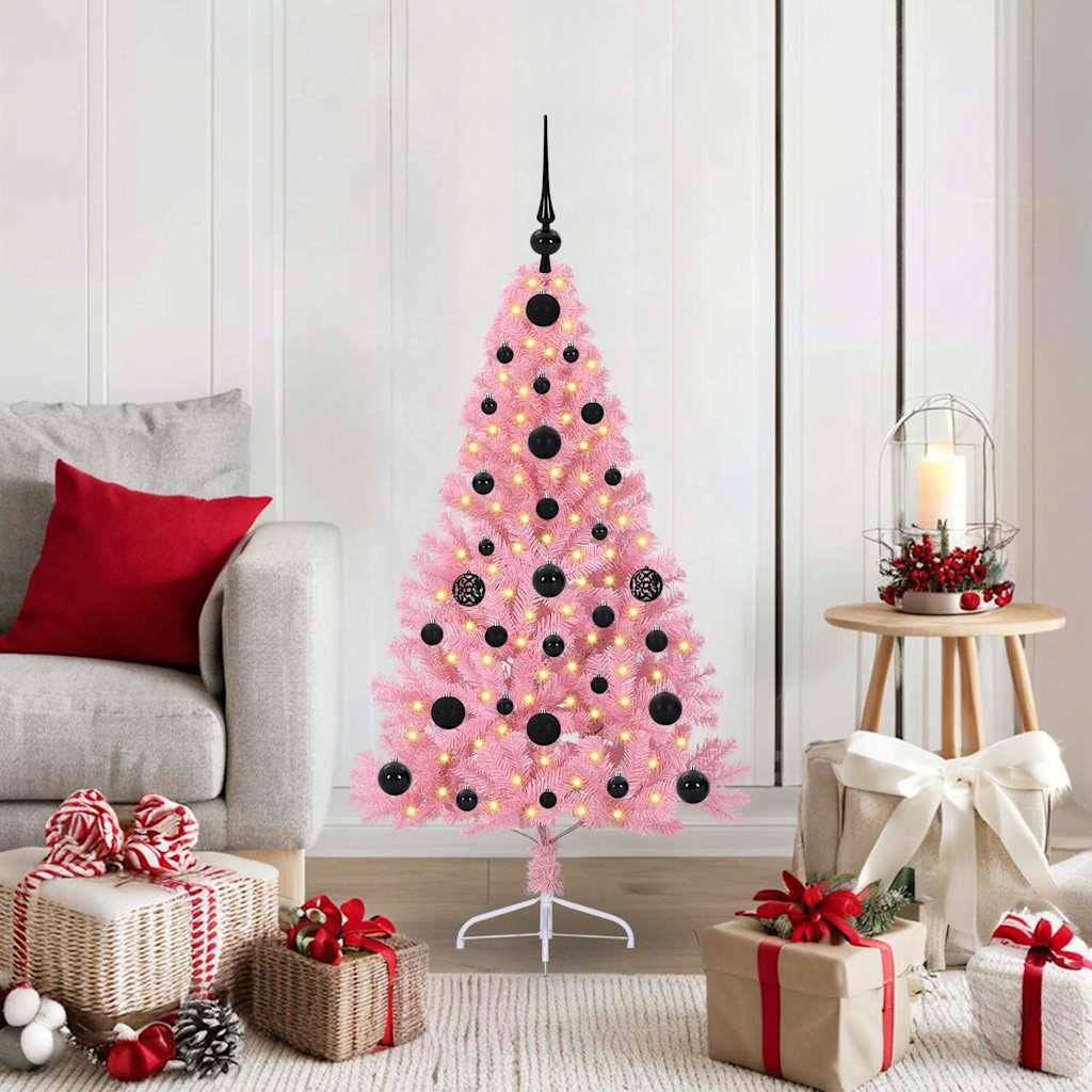 Vidaxl - Sapin de Noël artificiel pré-éclairé Rose 120 cm PVC vidaXL 3397051 - Image 1