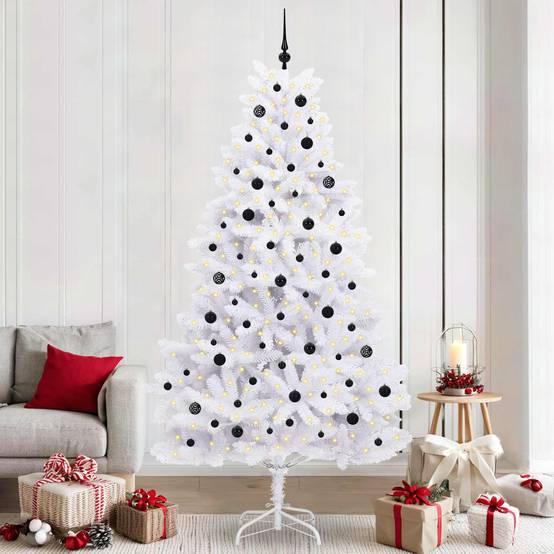 Sapin de Noël | Arbre de Noël Artificiel à Branches Articulées Blanc 240 cm Maison Chic - Image 2