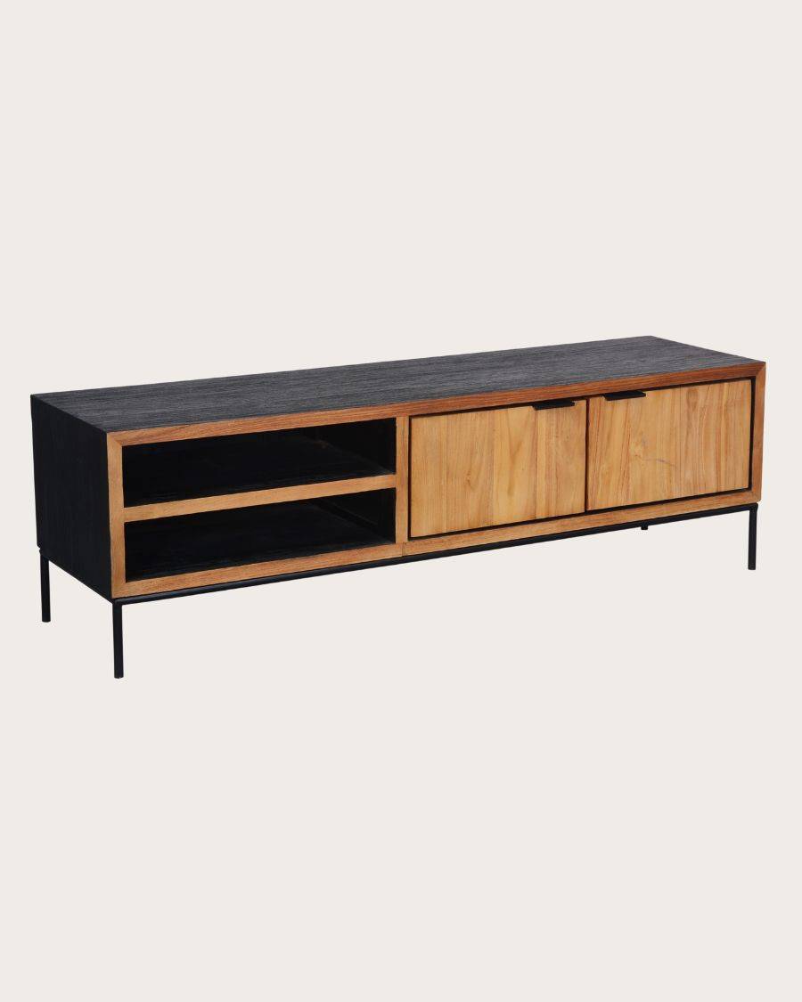 Indra - Meuble en teck recyclé bicolore 160 cm - UNIQKA - Imagen 4