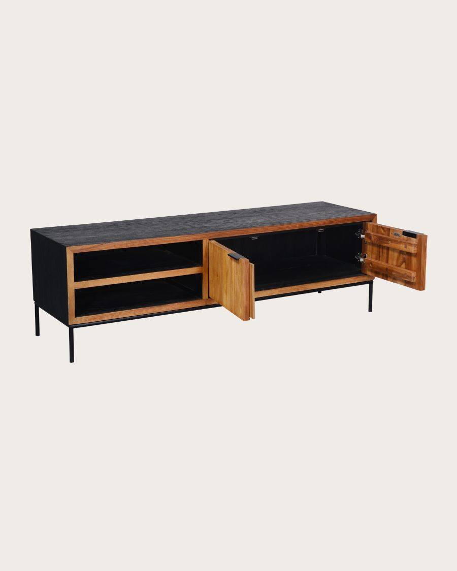 Indra - Meuble en teck recyclé bicolore 160 cm - UNIQKA - Imagen 5