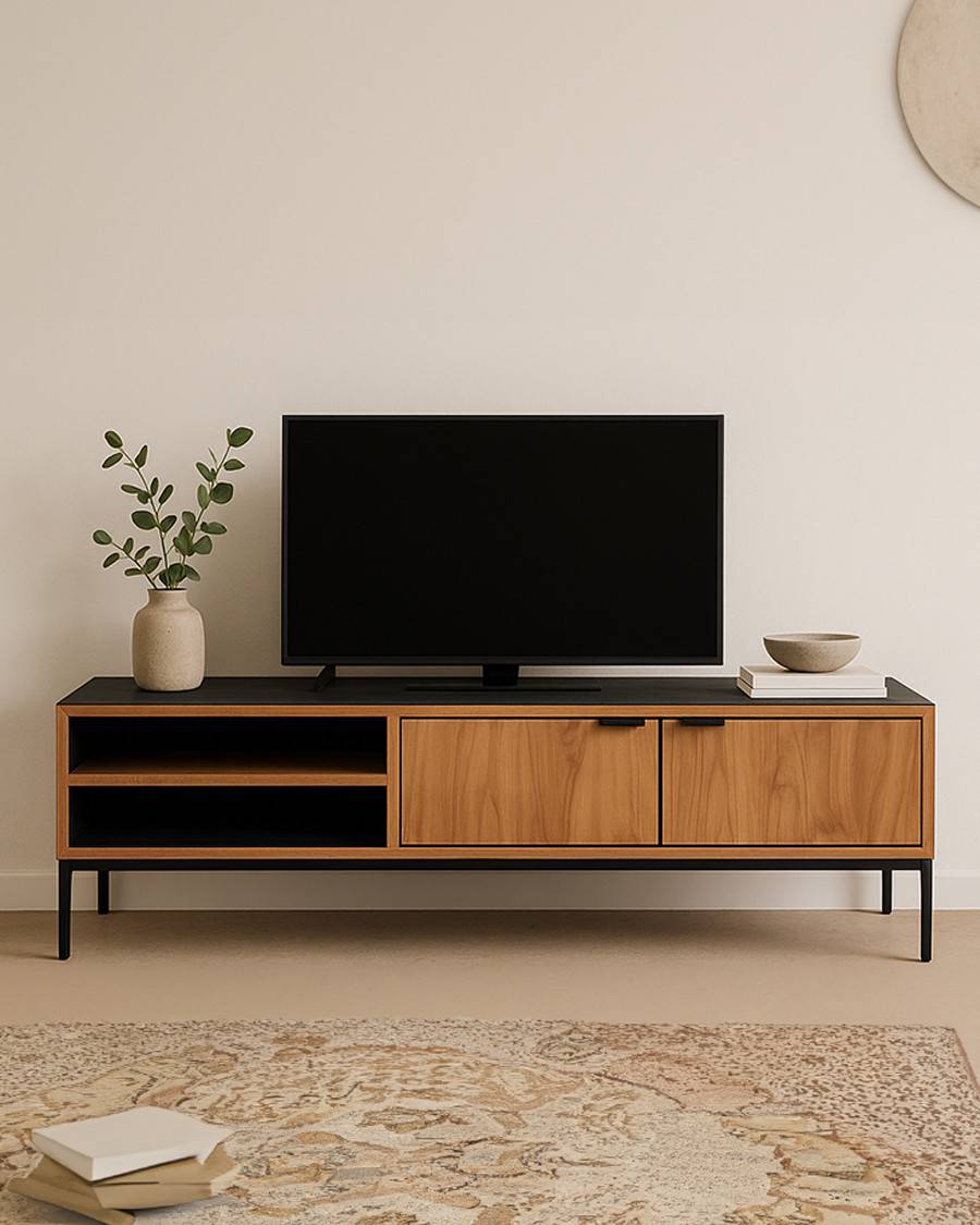 Indra - Meuble  en teck recyclé bicolore 160 cm - UNIQKA - Imagen 2