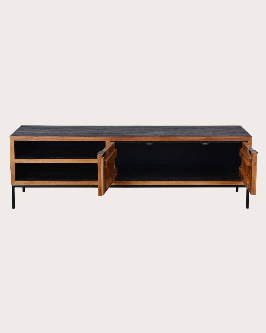 Indra - Meuble en teck recyclé bicolore 160 cm - UNIQKA - Imagen 3