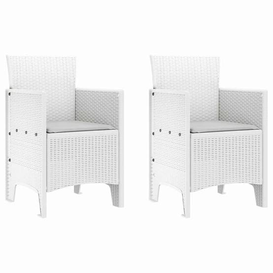 Lot De 2 Chaises De Jardin - Fauteuils De Jardin Blanc 53 x 49 x 85 cm PP - Image 1