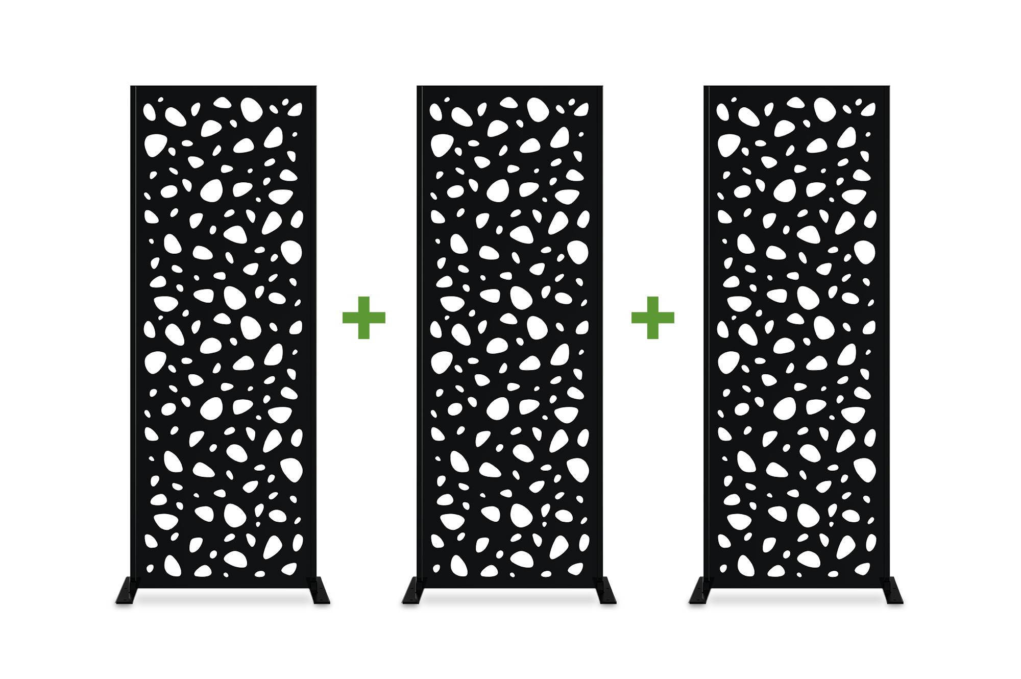 Casanoov Lot de 3 panneaux décoratifs SUNNY Noir H.160  cm motifs intégral - Image 1