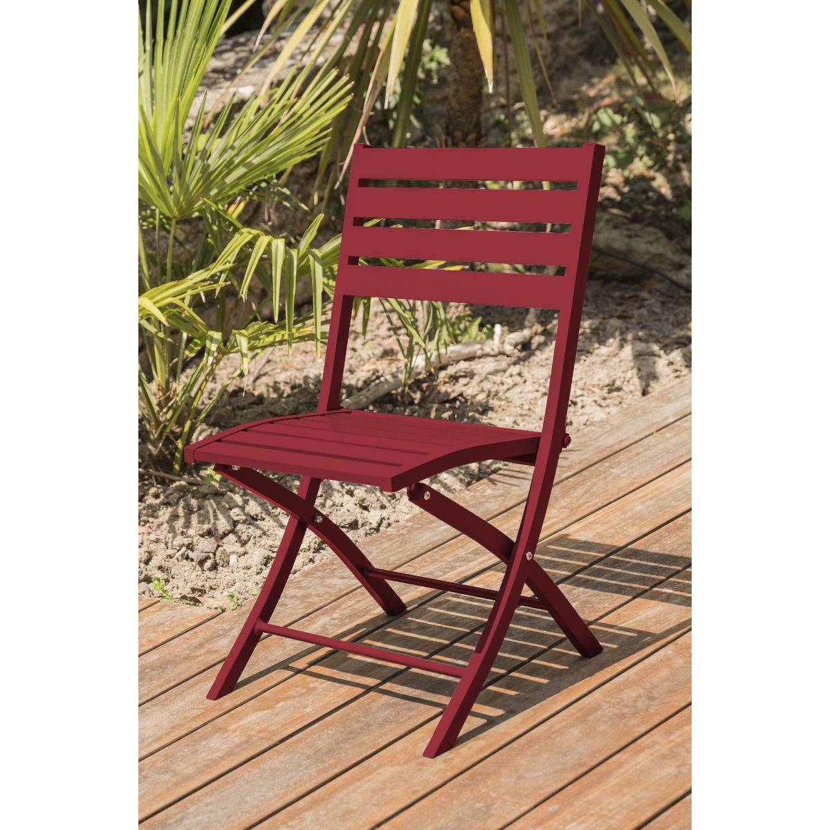 Paris Prix - Chaise de Jardin Pliante "Marius" 82cm Rouge Carmin - Imagen 3