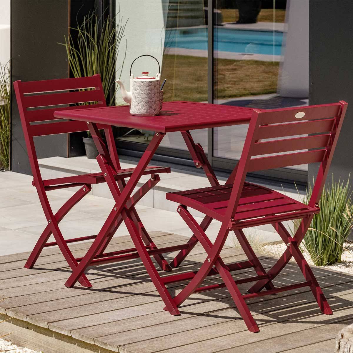 Paris Prix - Chaise de Jardin Pliante "Marius" 82cm Rouge Carmin - Imagen 4