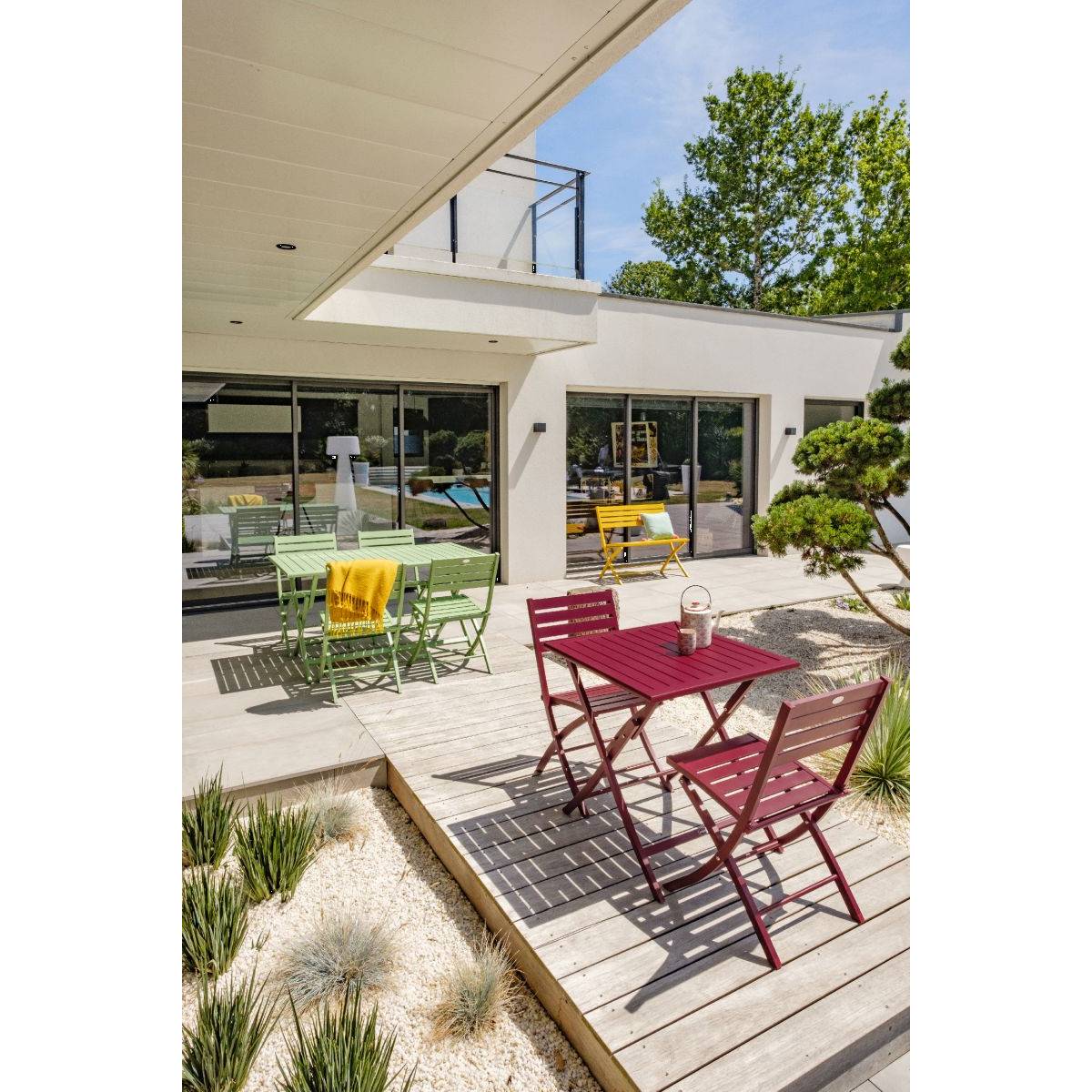 Paris Prix - Chaise de Jardin Pliante "Marius" 82cm Rouge Carmin - Imagen 7