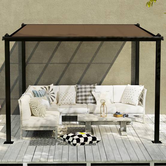Pergola adossée aluminium pour terrasse toit polycarbonate étanche gris 3x3m - ComfortXL Outdoor Living - Image 10