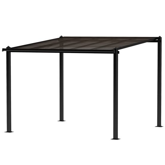 Pergola adossée aluminium pour terrasse toit polycarbonate étanche gris 3x3m - ComfortXL Outdoor Living - Image 2