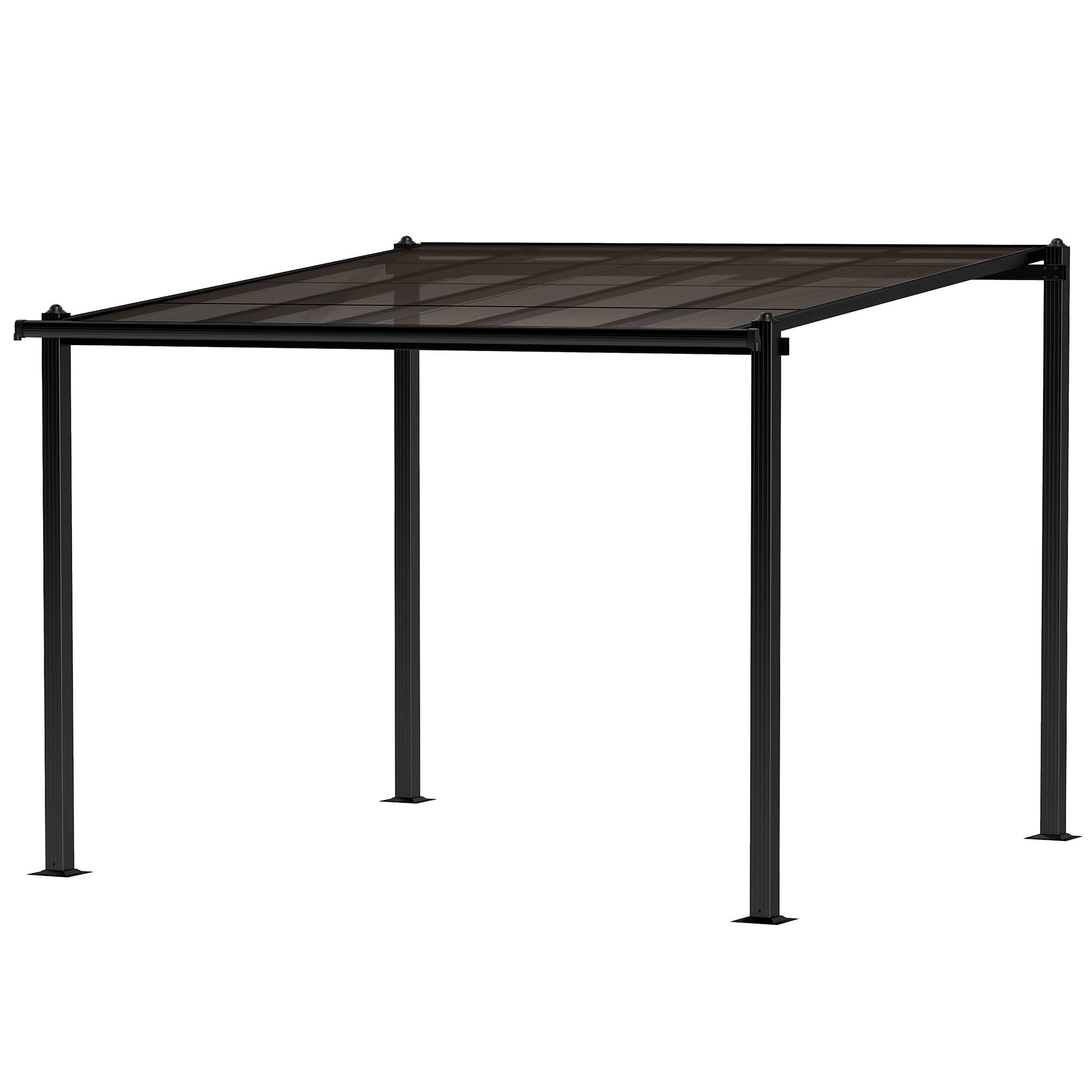 Pergola adossée aluminium pour terrasse toit polycarbonate étanche gris 3x3m - ComfortXL Outdoor Living - Image 2