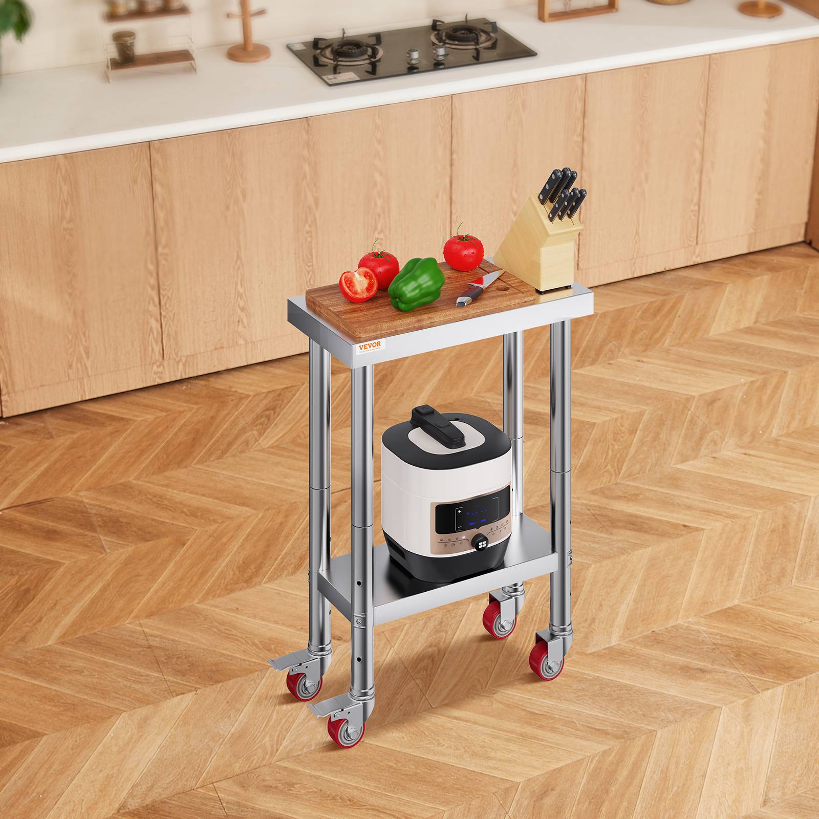 VEVOR Table de Travail Inox Cuisine à Roulette 61x31x85 cm pour Préparation de Cuisine - Image 8