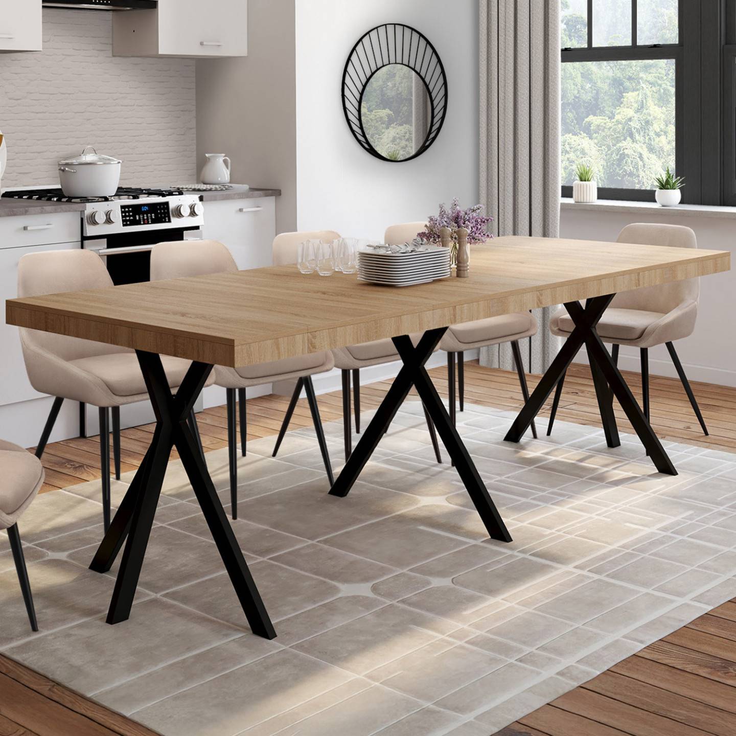 Table console extensible ALIX 10 personnes 235 cm design industriel - Image 1