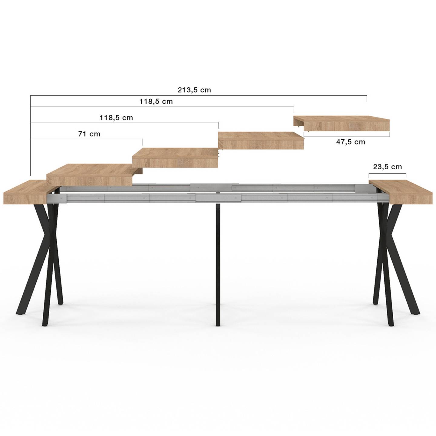 Table console extensible ALIX 10 personnes 235 cm design industriel - Image 4
