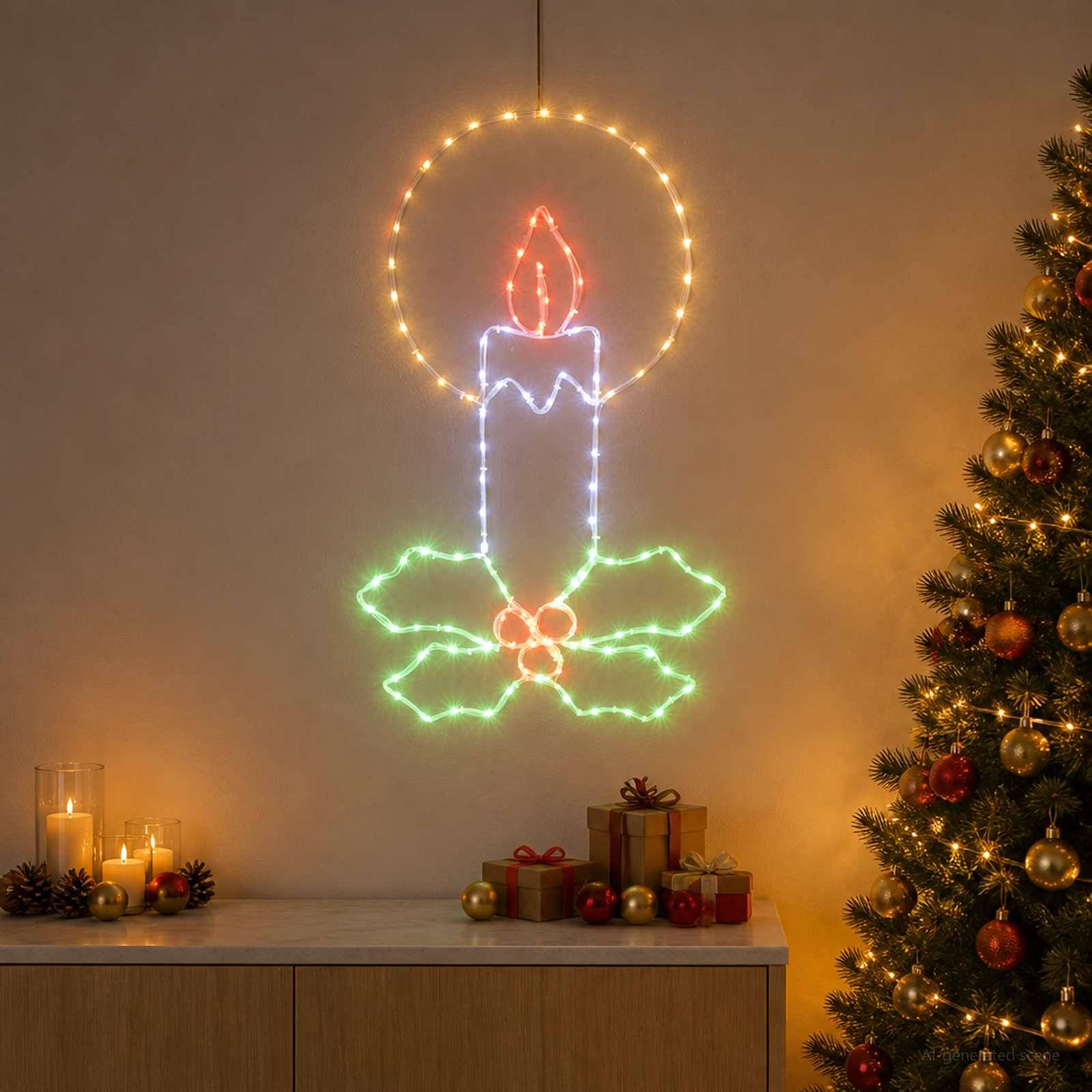 Vidaxl - Bougie de Noël LED en cordon lumineux avec houx LOVIISA 120 LED vidaXL 42053479 - Image 1