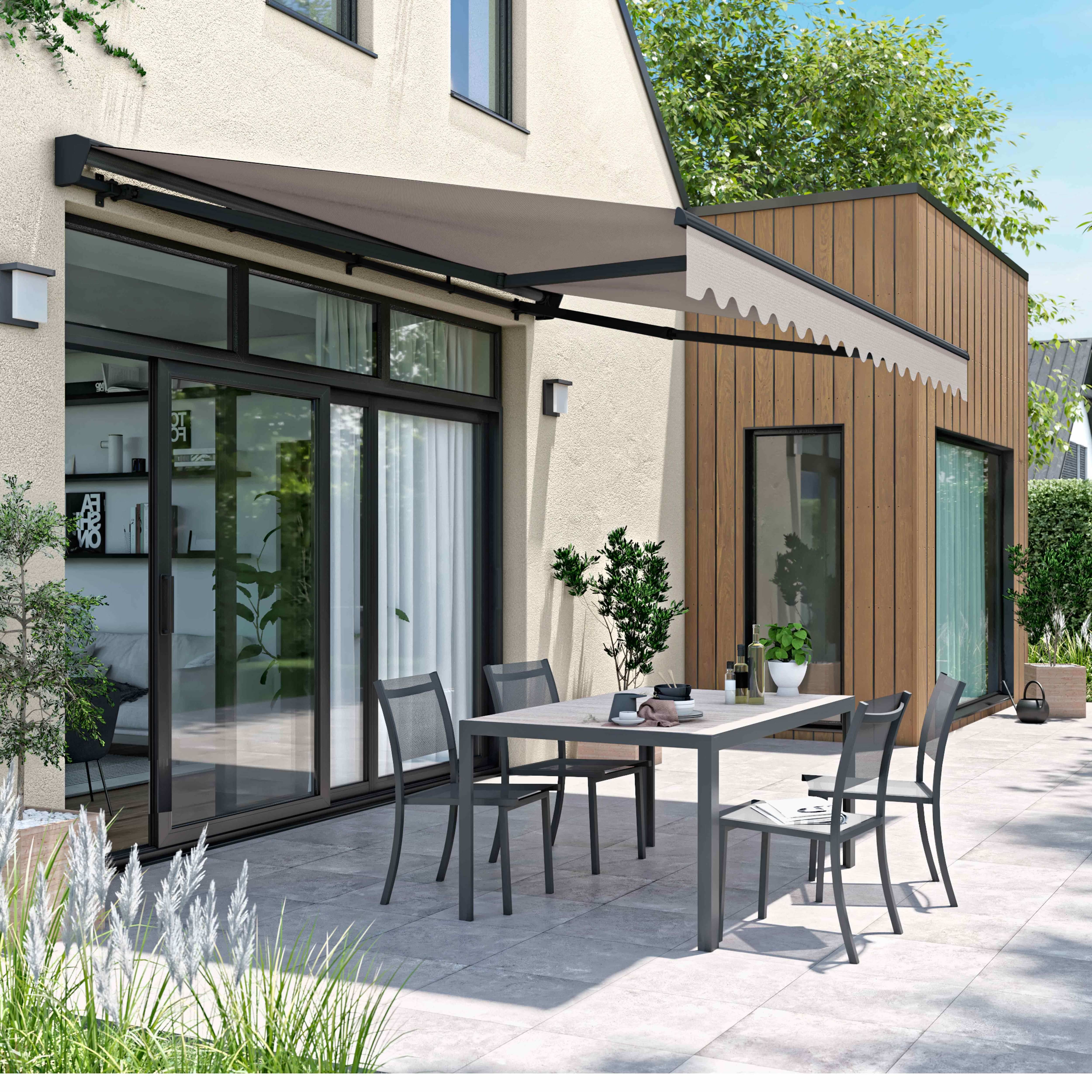 Oviala - Store banne électrique 4x3m en aluminium taupe Ouessant - Oviala - Imagen 2
