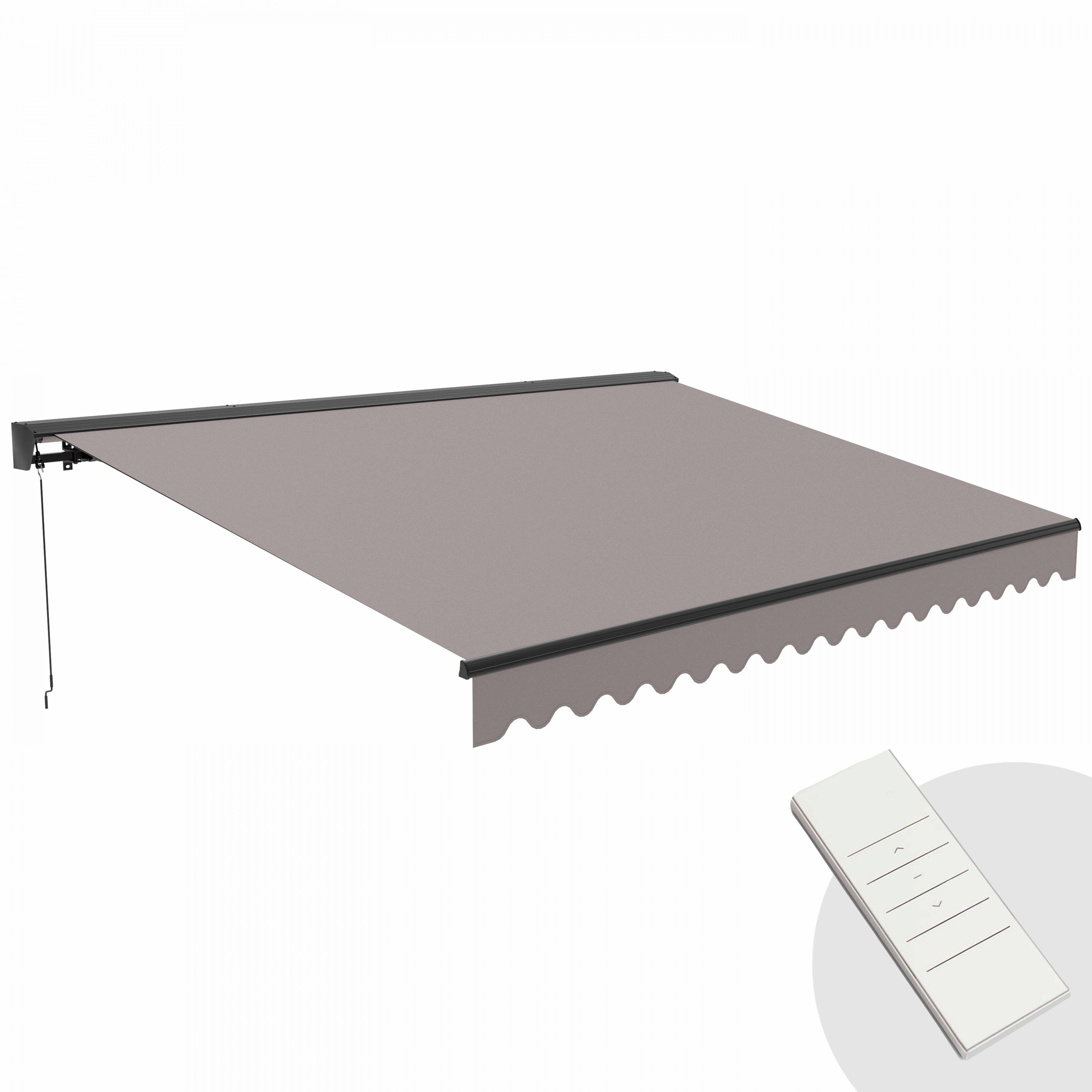 Oviala - Store banne électrique 4x3m en aluminium taupe Ouessant - Oviala - Imagen 1