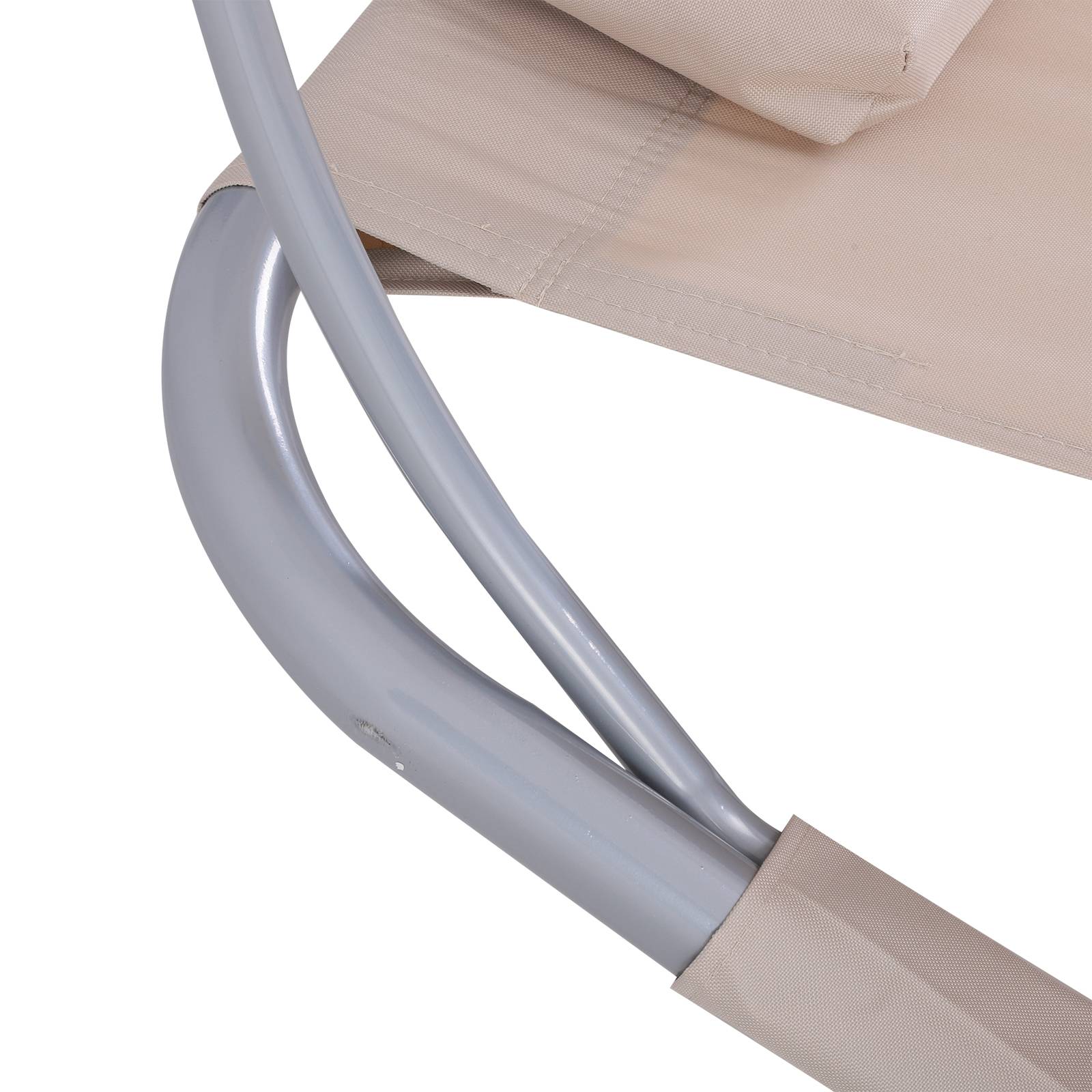 Outsunny - Bain de soleil 2 places lit de jardin design contemporain toit réglable 2 roulettes 2 oreillers acier époxy polyester sable - Outsunny - Image 10