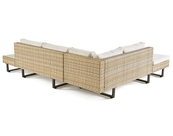 Sashi – salon de jardin d'angle en résine beige et grise – 5 places - coussins gris clair et table incluse - Best Mobilier - Image 7
