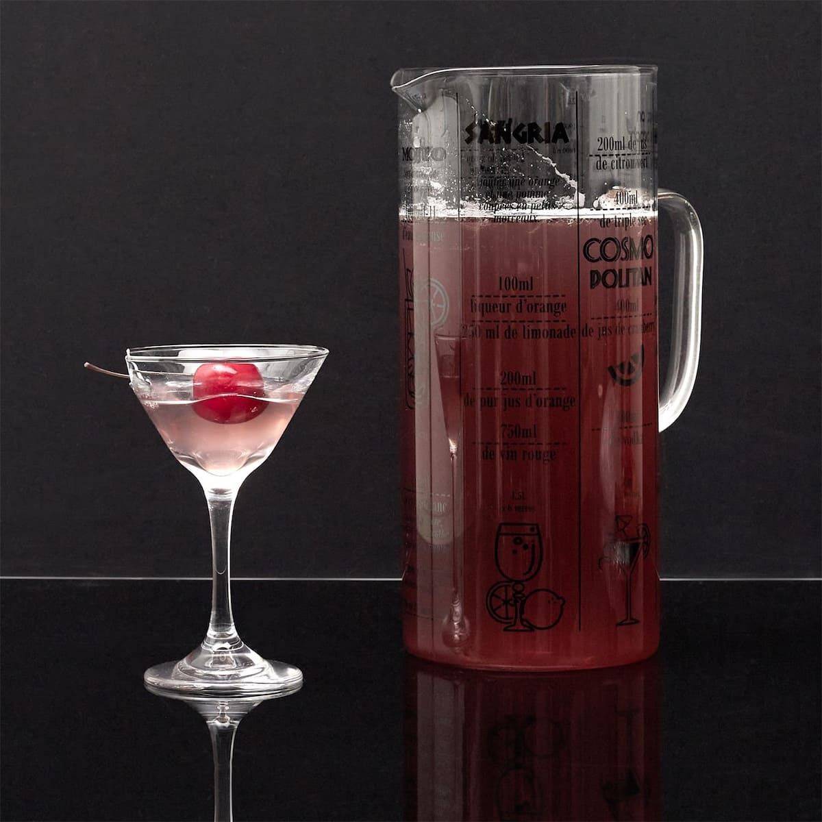 Pichet 2L en Verre Transparent Gradué avec 6 Recettes de Cocktails intégrées - - Imagen 3