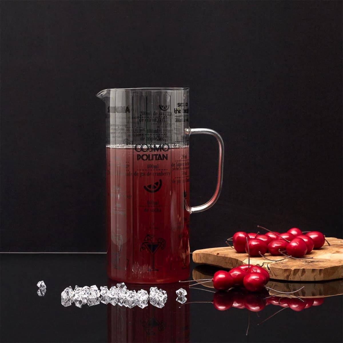 Pichet 2L en Verre Transparent Gradué avec 6 Recettes de Cocktails intégrées - - Imagen 2